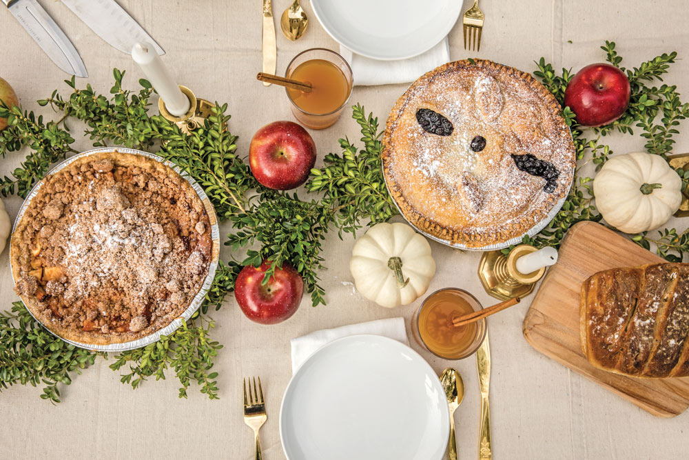 Homemade bread completes the table