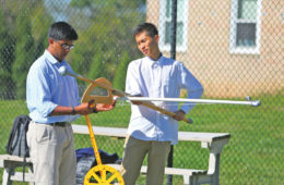 AP Physics students built and testing projectiles.
