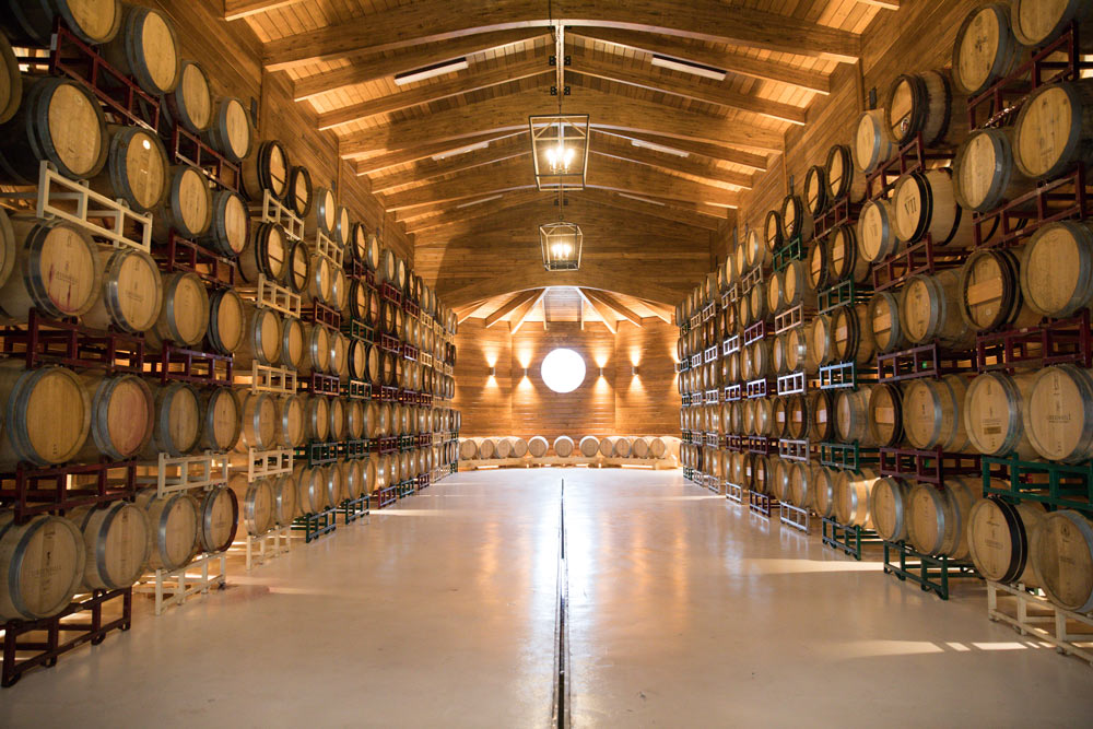 The beautiful new barrel room is likely the largest in the state.