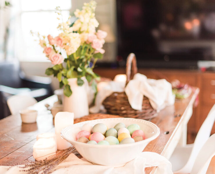 Homemade dyes produce beautifully imperfect eggs.