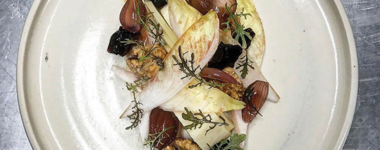 Stag cheese, endive, walnut, port. Photo credit Chef Tom Whitaker.
