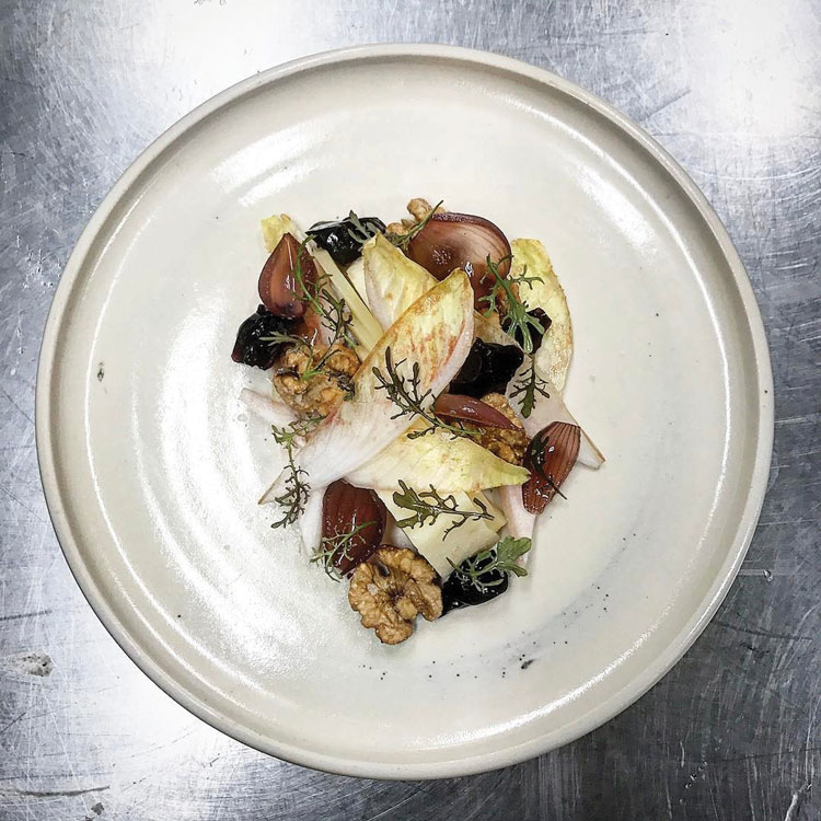 Stag cheese, endive, walnut, port. Photo credit Chef Tom Whitaker.