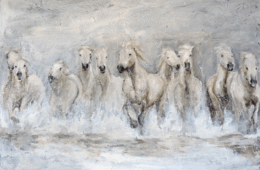A large painting of Camargue horses by Isabelle Truchon. Photo by Richard Hooper