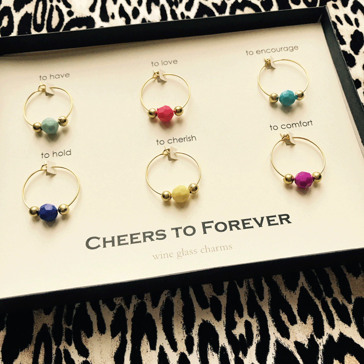 Wine glass charms. Photo courtesy of Two Jaynes