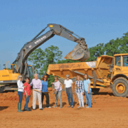 MHF board members and staff at the construction site of the main adoption and humane education center. Photo courtesy of Dee Dee Hubbard
