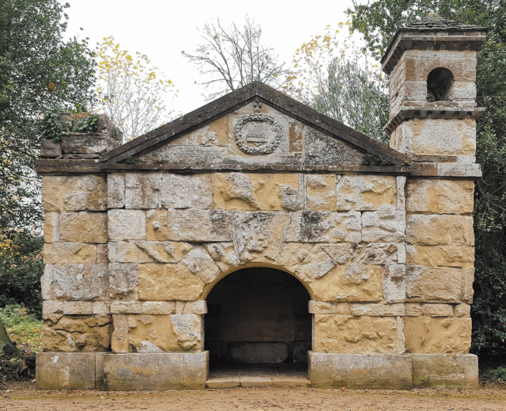 The hermitage at Stowe with its very low door opening. Photo from Wikimedia by DeFacto